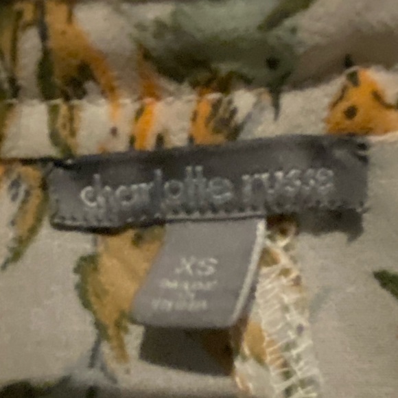 Charlotte Russe Blouse XS Button-up Watercolor Birds Print White Teal Yellow - Picture 4 of 7